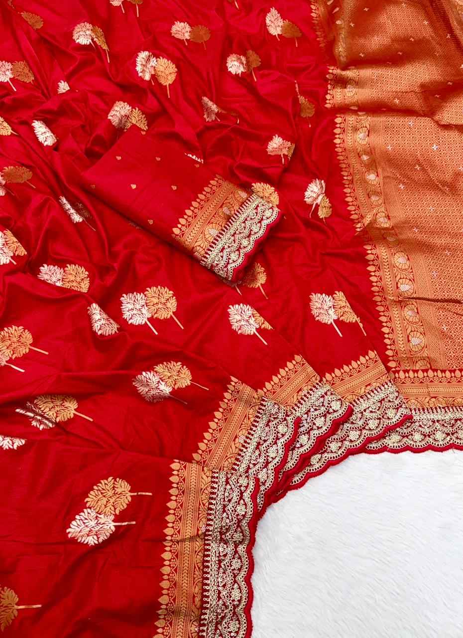 PURE KHADDI DOLA SILK ZARI WEAVING SAREE
