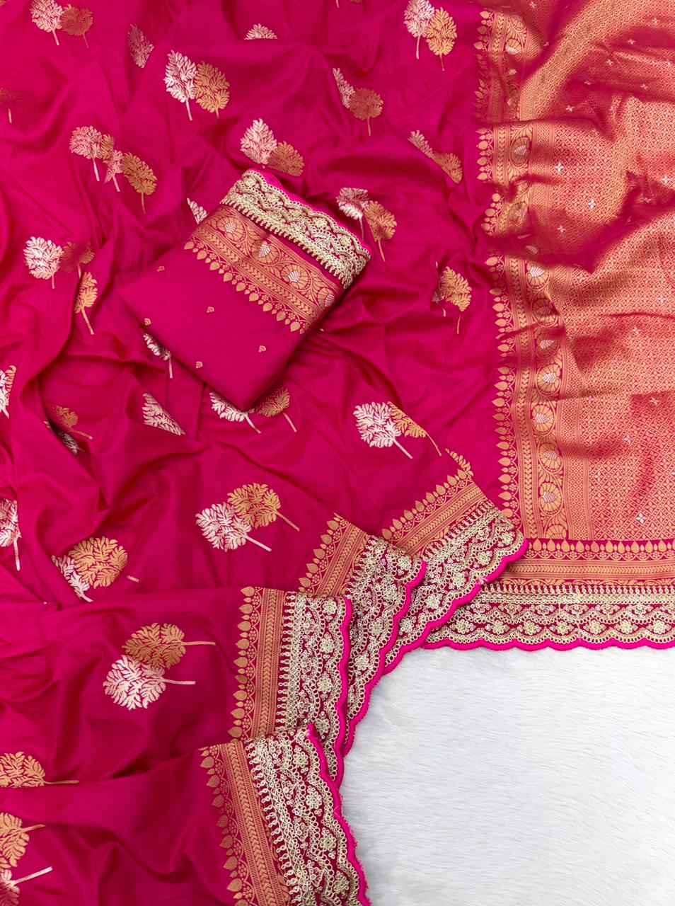 PURE KHADDI DOLA SILK ZARI WEAVING SAREE