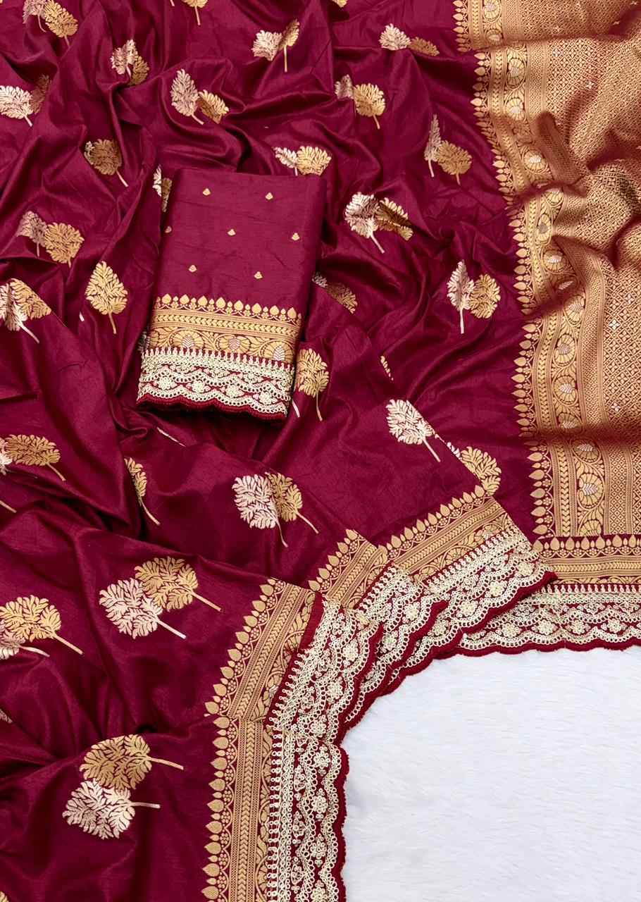 PURE KHADDI DOLA SILK ZARI WEAVING SAREE