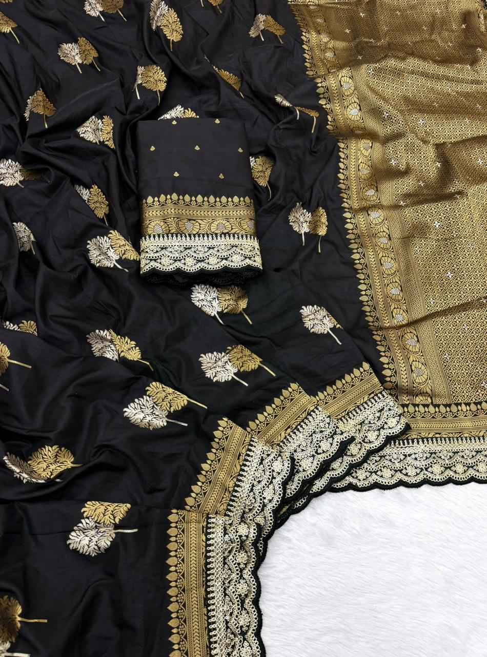 PURE KHADDI DOLA SILK ZARI WEAVING SAREE