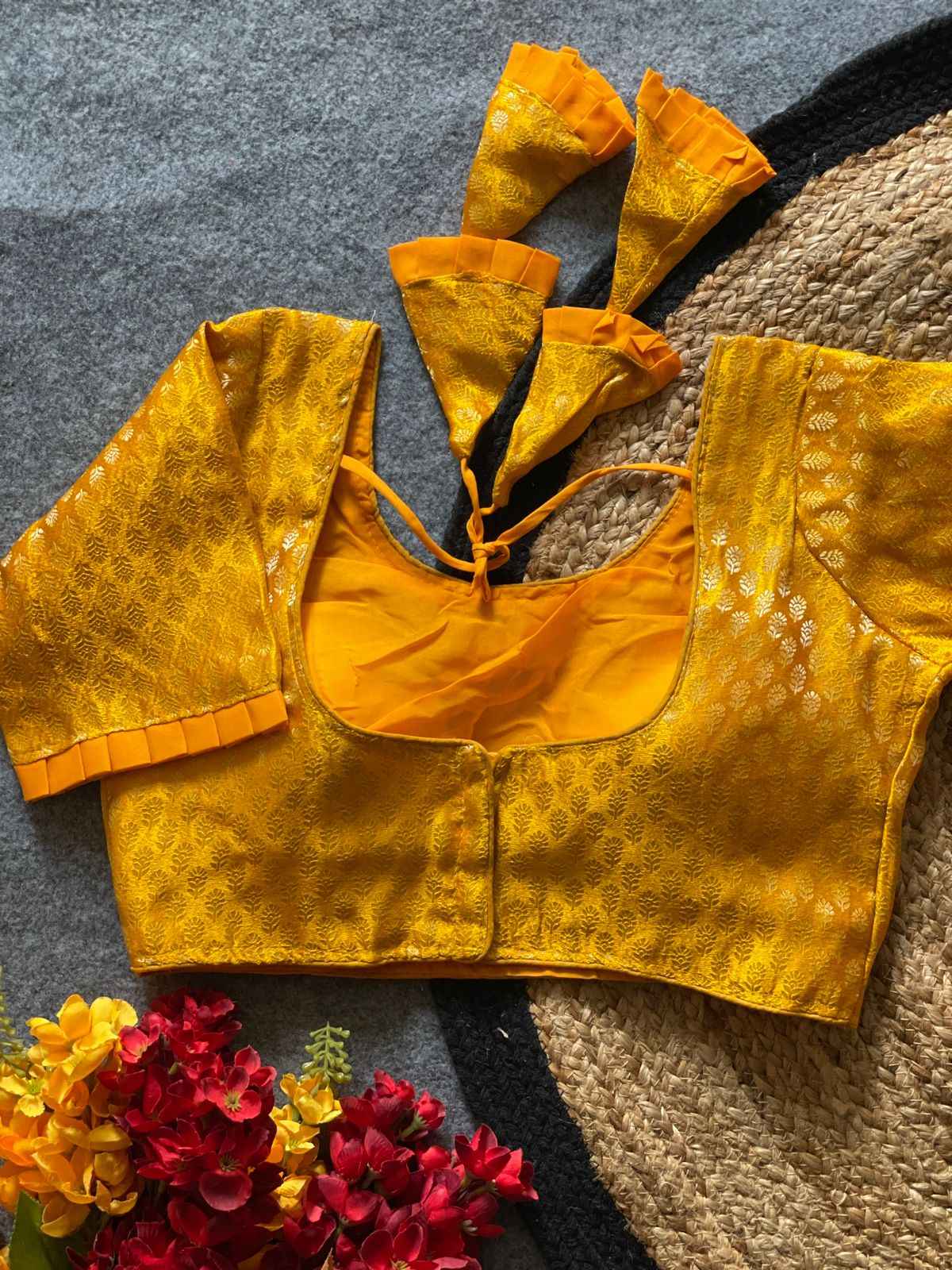 KHATAN BANARSI SILVER JARI WEAVING READYMADE BLOUSE
