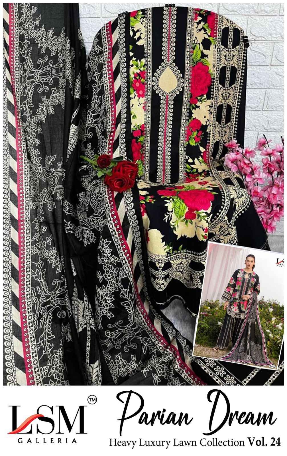LSM PARIAM DREAM VOL-24 HEAVY LAWN PRINTED DRESS MATERIAL