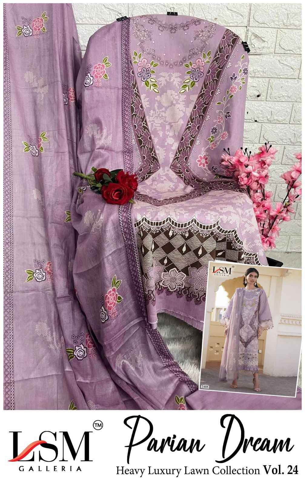 LSM PARIAM DREAM VOL-24 HEAVY LAWN PRINTED DRESS MATERIAL