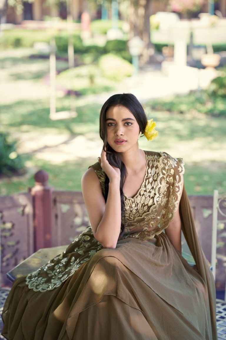 MARBLE FABRIC SEQUINS & THREAD WORK LEHENGA