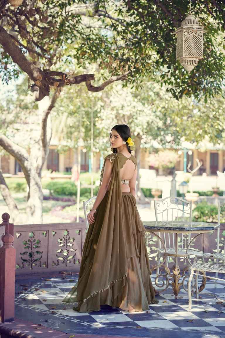 MARBLE FABRIC SEQUINS & THREAD WORK LEHENGA