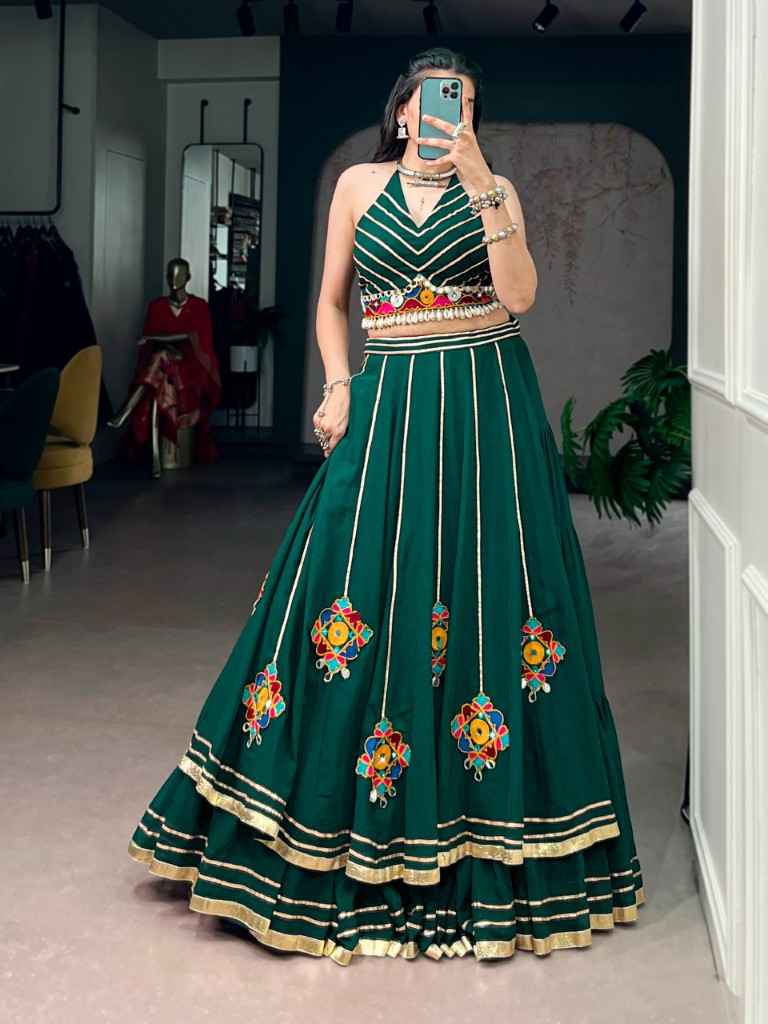 MARBLE GAMTHI MIRROR WORK NAVRATRI LEHENGA CHOLI 
