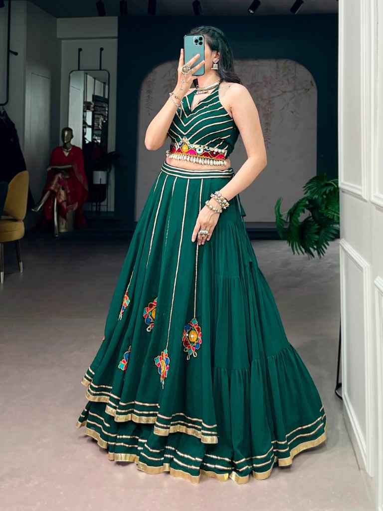 MARBLE GAMTHI MIRROR WORK NAVRATRI LEHENGA CHOLI 