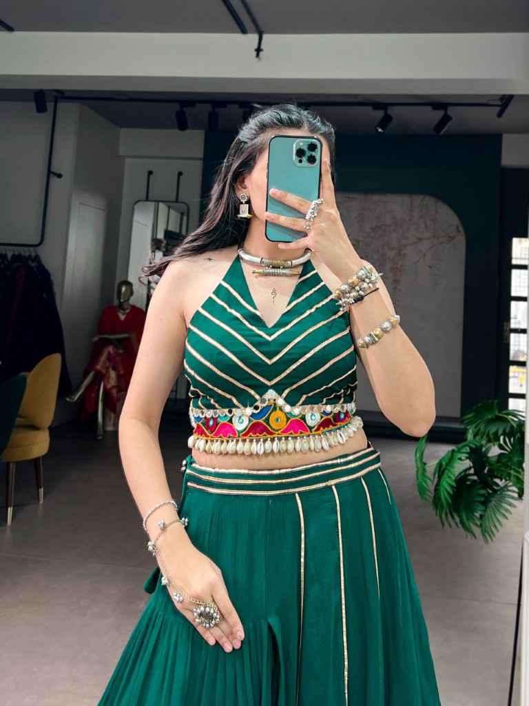 MARBLE GAMTHI MIRROR WORK NAVRATRI LEHENGA CHOLI 