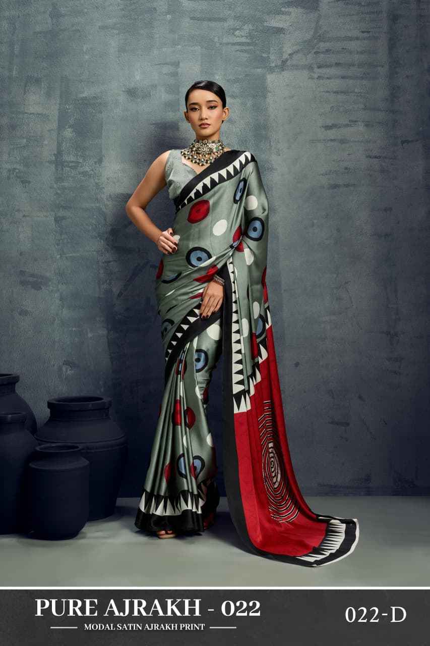 MODEL SATIN AJRAKH PRINT SAREE 022