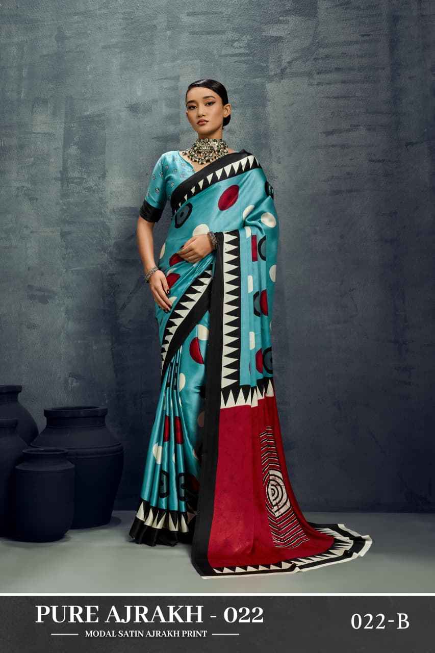 MODEL SATIN AJRAKH PRINT SAREE 022