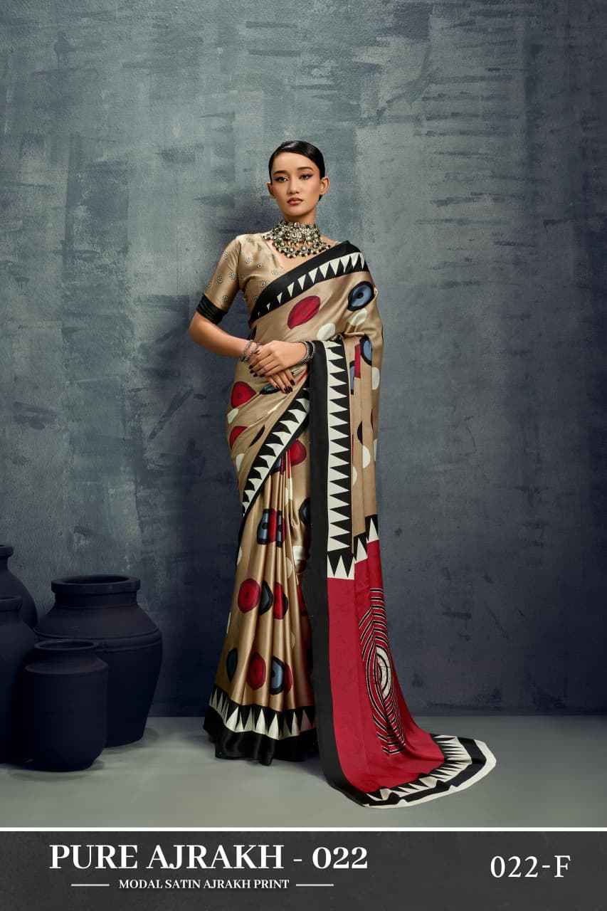 MODEL SATIN AJRAKH PRINT SAREE 022