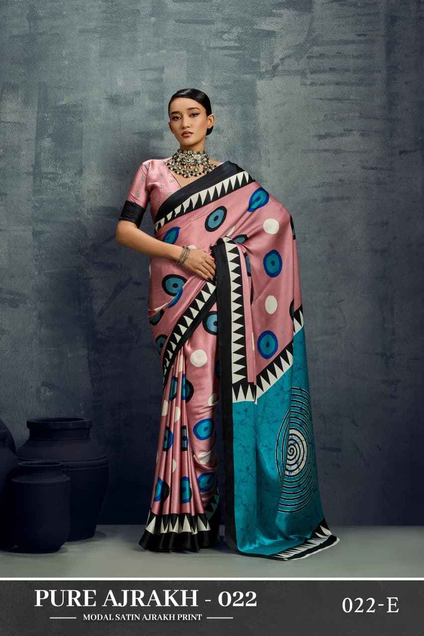 MODEL SATIN AJRAKH PRINT SAREE 022