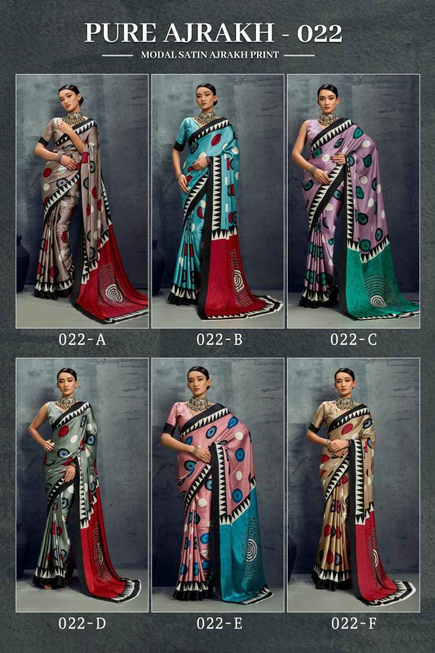 MODEL SATIN AJRAKH PRINT SAREE 022