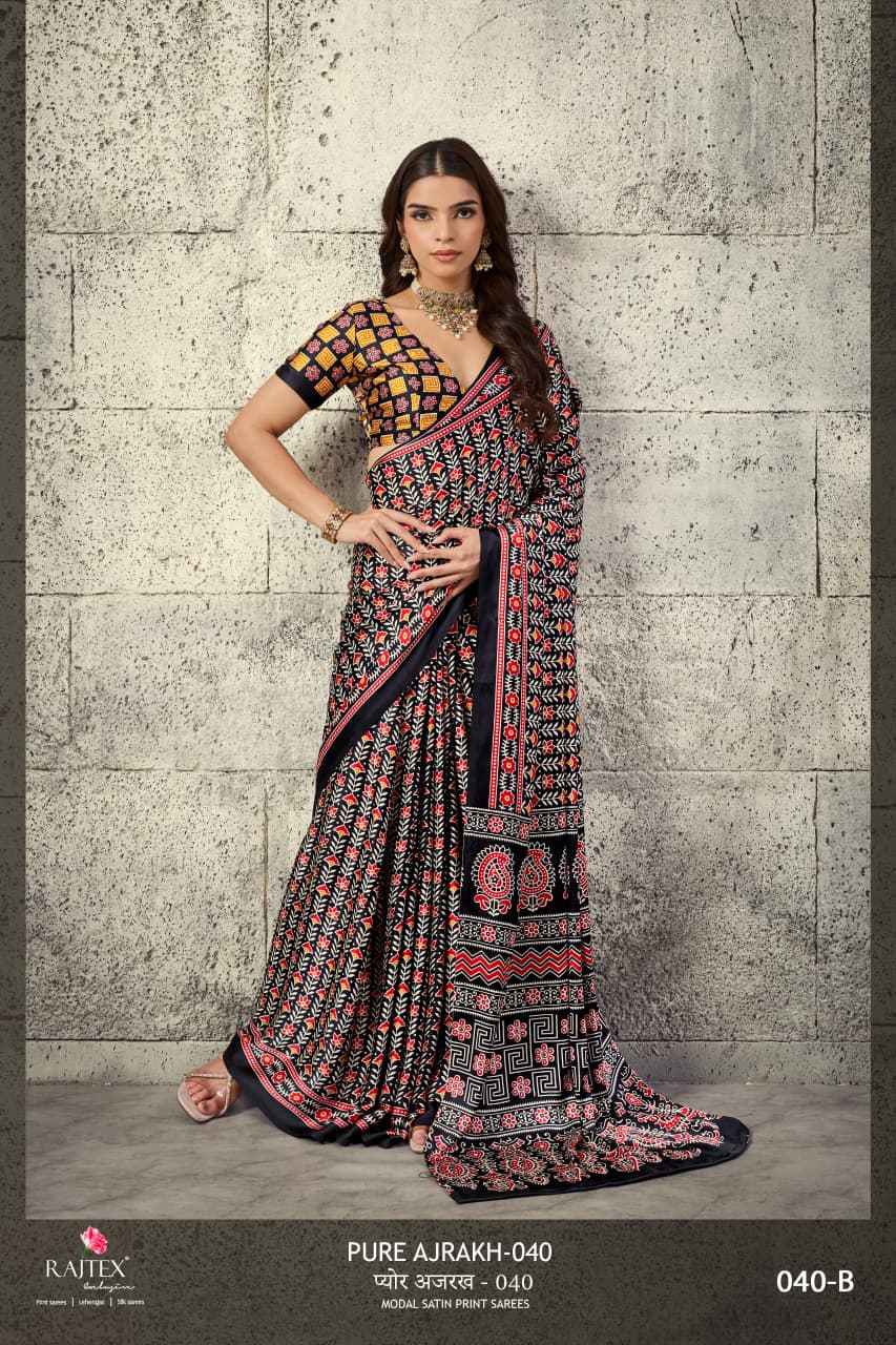 MODEL SATIN AJRAKH PRINT SAREE