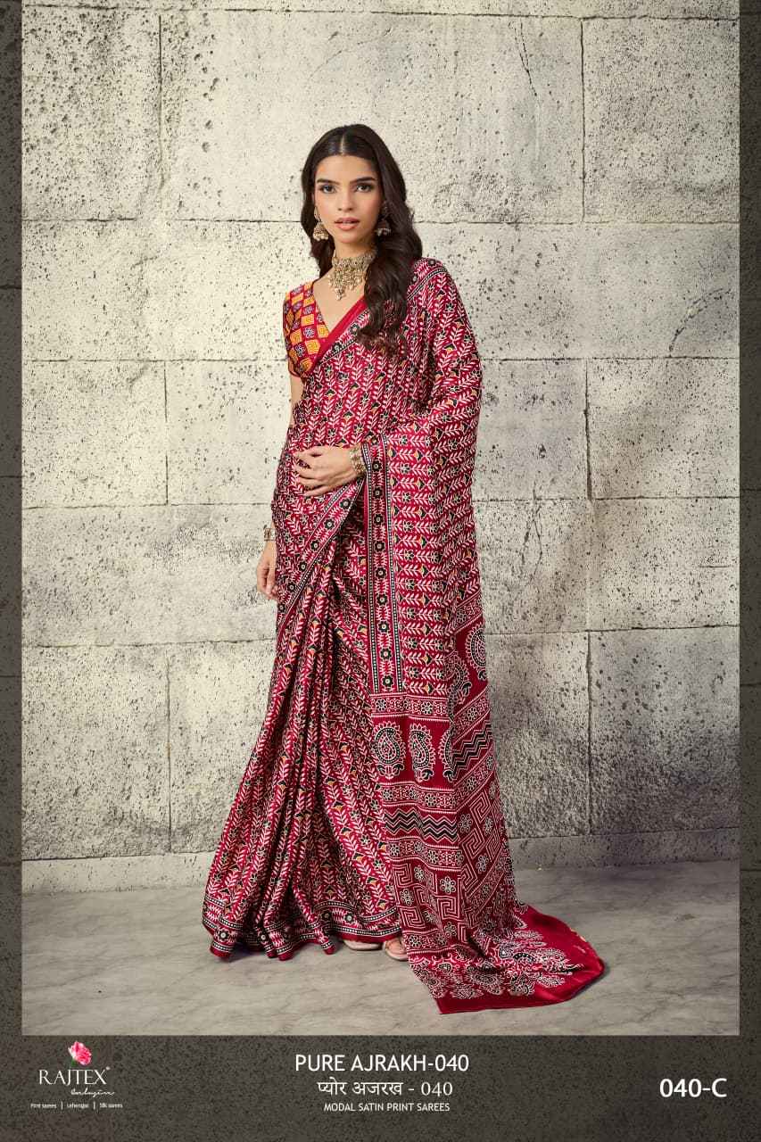 MODEL SATIN AJRAKH PRINT SAREE
