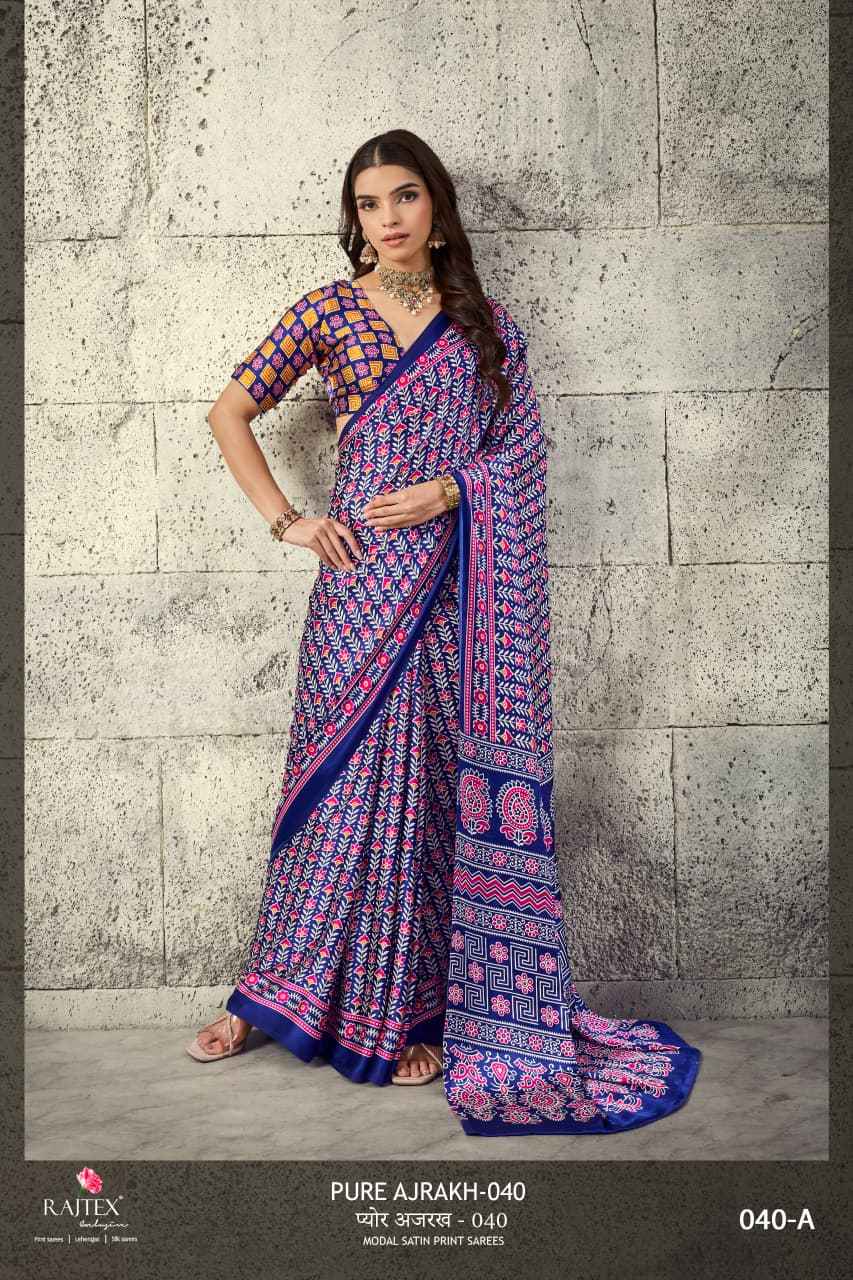 MODEL SATIN AJRAKH PRINT SAREE