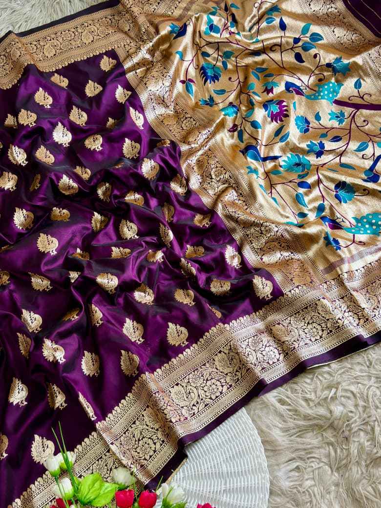 MOR PAITHANI SILK MEENA ZARI WEAVING SAREE