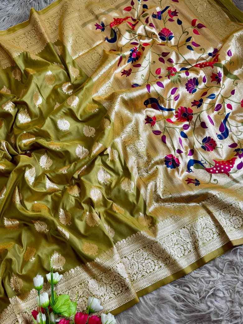 MOR PAITHANI SILK MEENA ZARI WEAVING SAREE