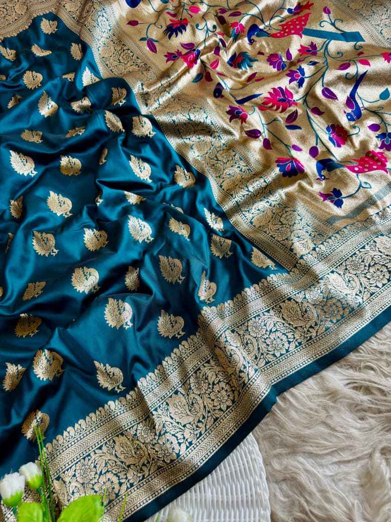MOR PAITHANI SILK MEENA ZARI WEAVING SAREE