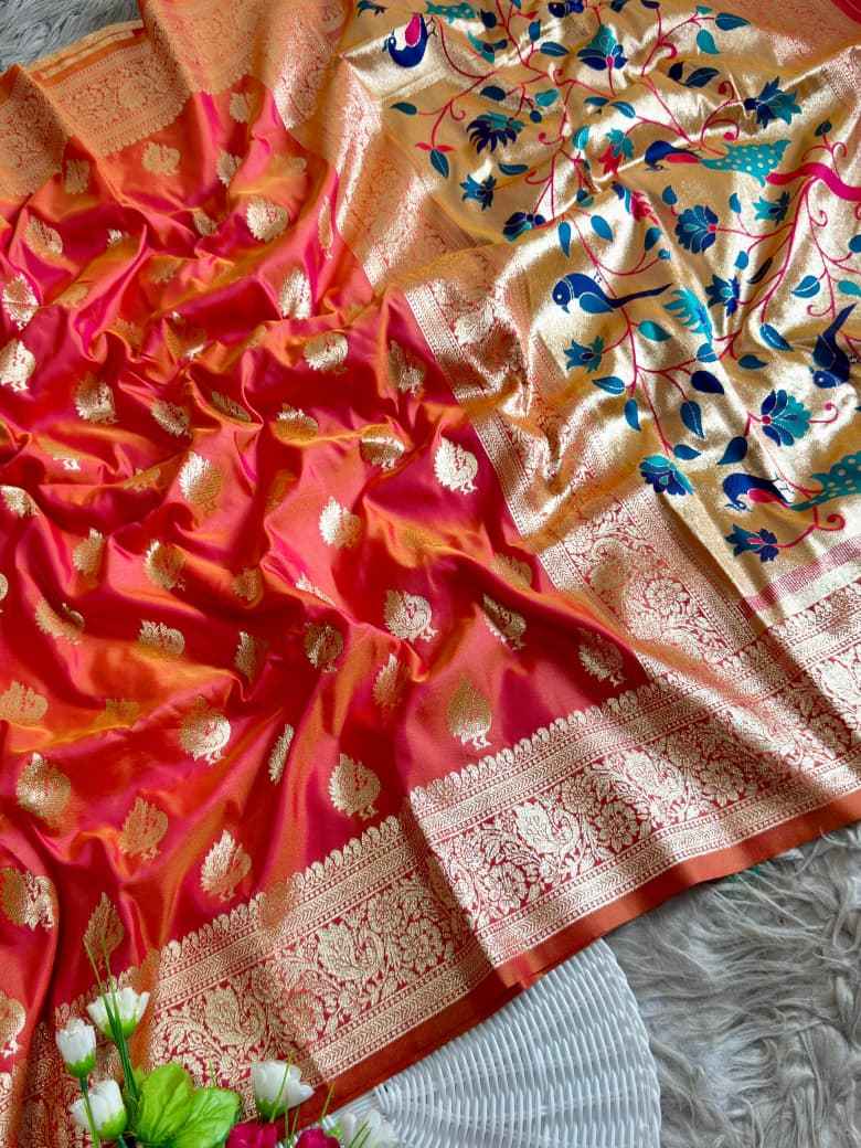MOR PAITHANI SILK MEENA ZARI WEAVING SAREE