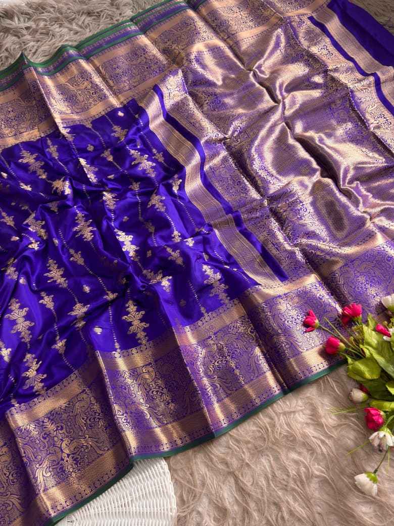 SOUTH INDIAN MUGA SILK GOLDEN ZARI WEAVING SAREE
