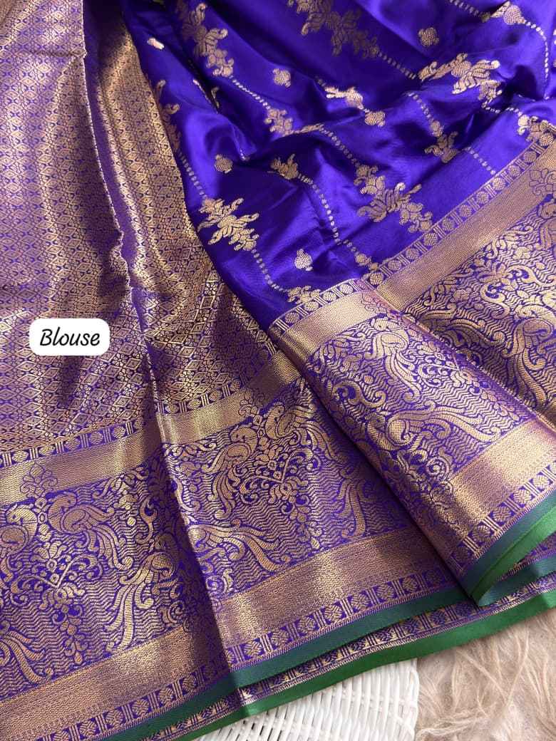 SOUTH INDIAN MUGA SILK GOLDEN ZARI WEAVING SAREE