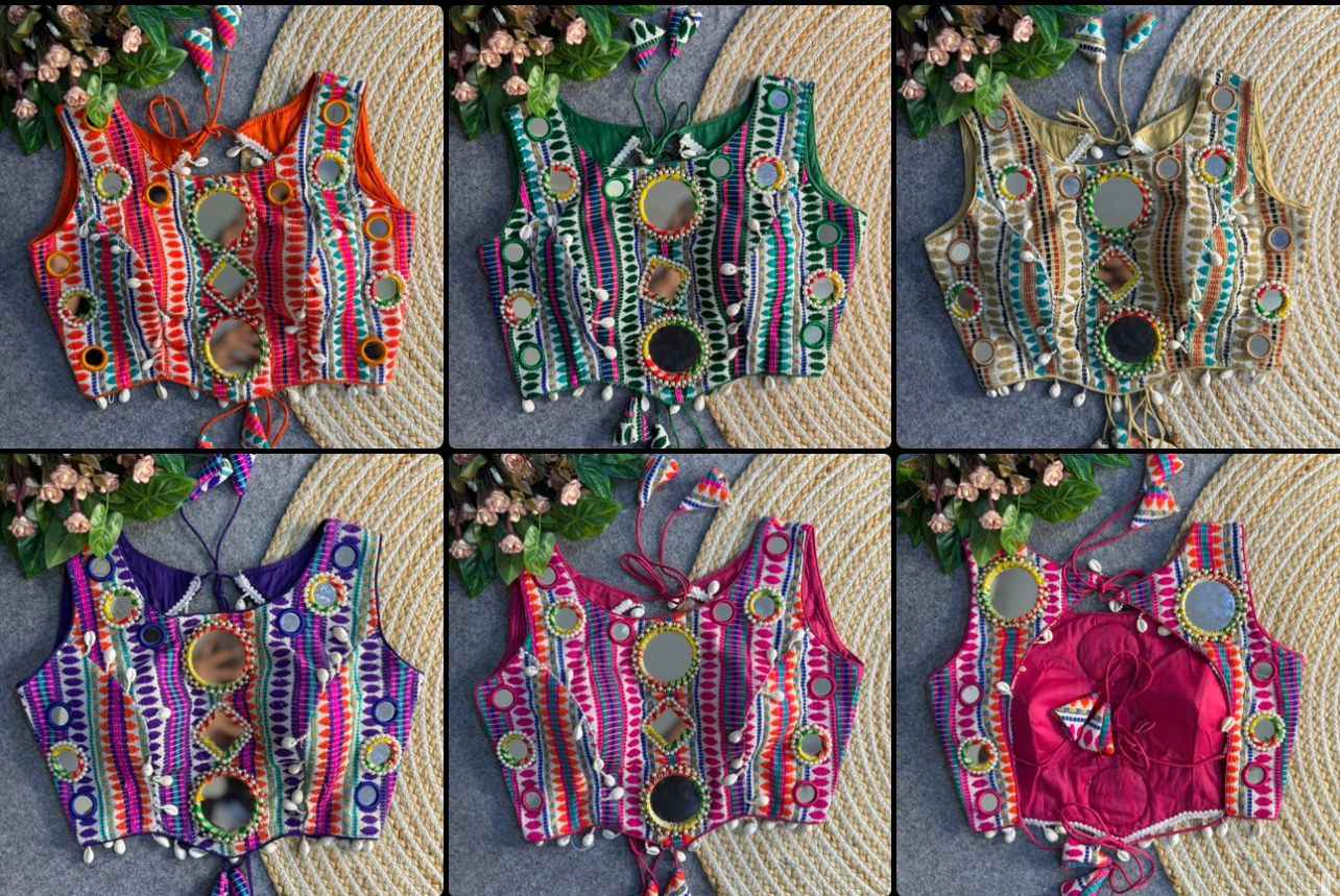NAVRATRI SPECIAL TRADITIONAL MIRROR KUTCHI WORK BLOUSE