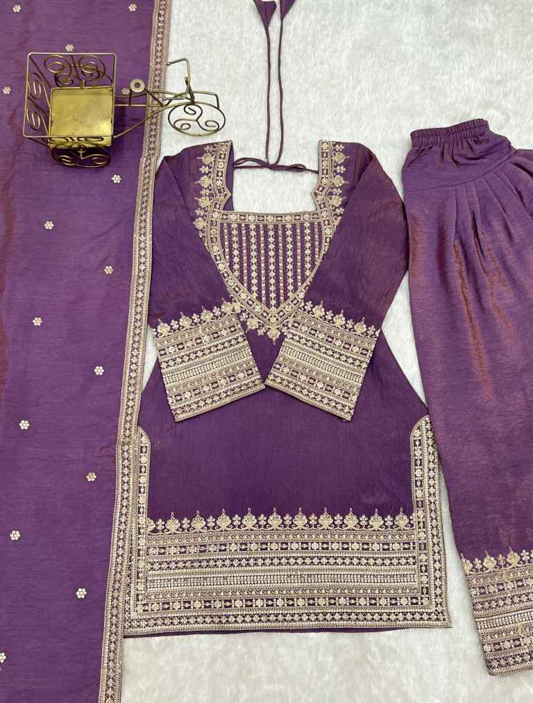 NC VICHITRA SILK EMBROIDERY SEQUENCE WORK FARSHI READYMADE SUIT