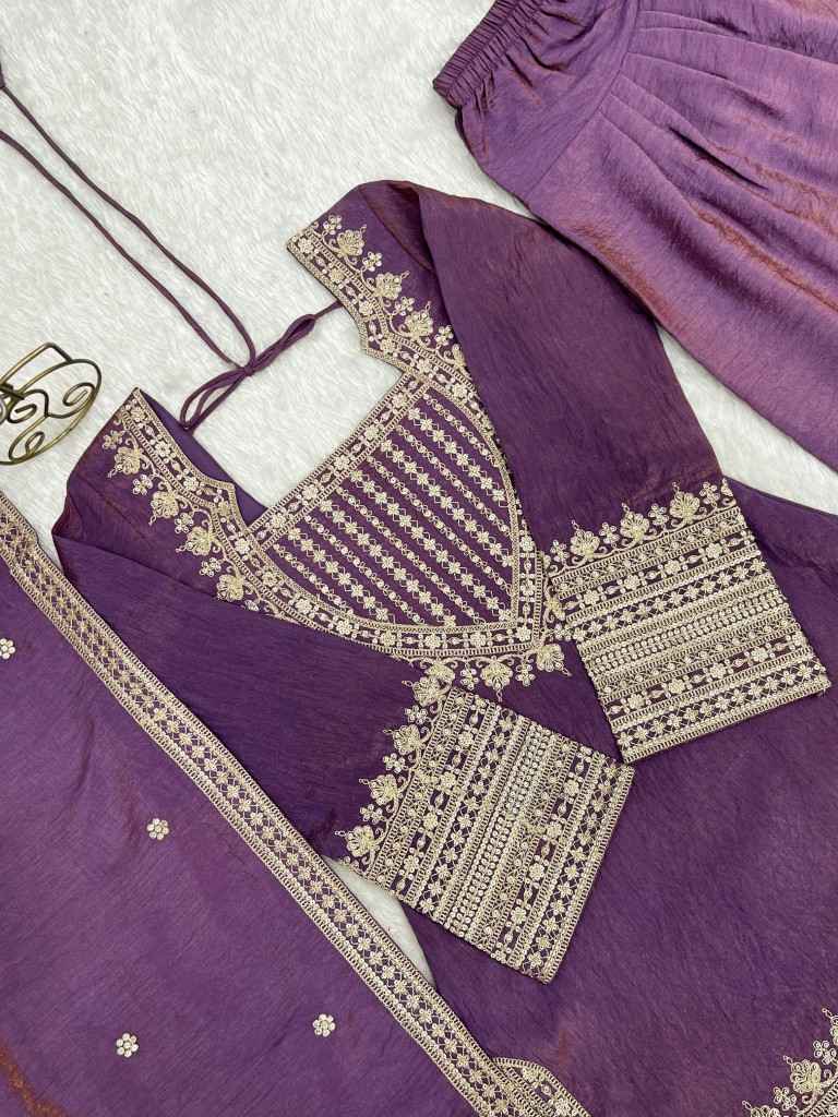 NC VICHITRA SILK EMBROIDERY SEQUENCE WORK FARSHI READYMADE SUIT