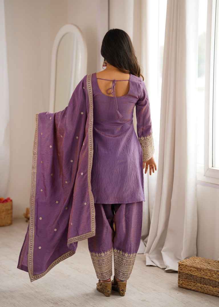 NC VICHITRA SILK EMBROIDERY SEQUENCE WORK FARSHI READYMADE SUIT