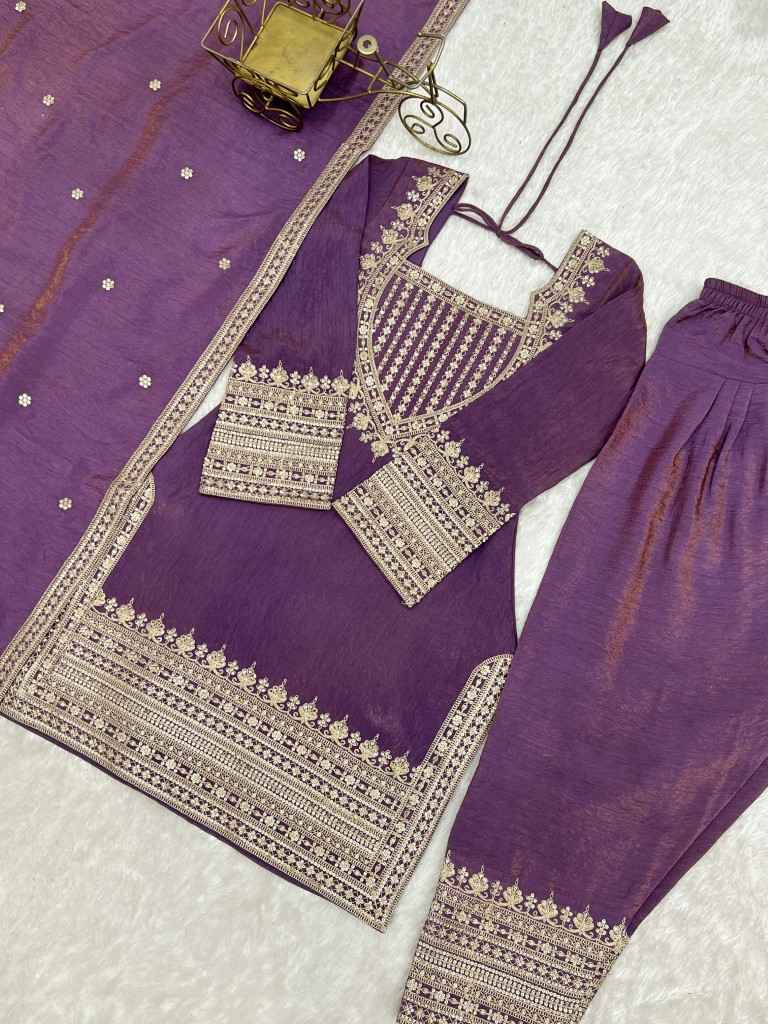 NC VICHITRA SILK EMBROIDERY SEQUENCE WORK FARSHI READYMADE SUIT
