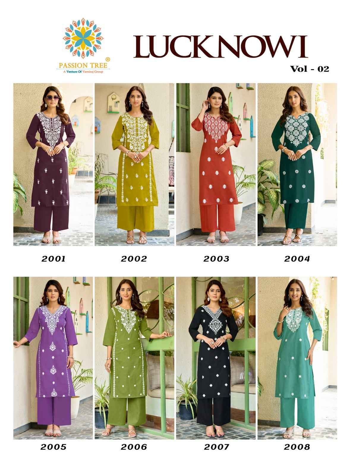 PASSION TREE LUCKNOWI VOL-2 HEAVY COTTON DHABU KURTI WITH PLAZZO