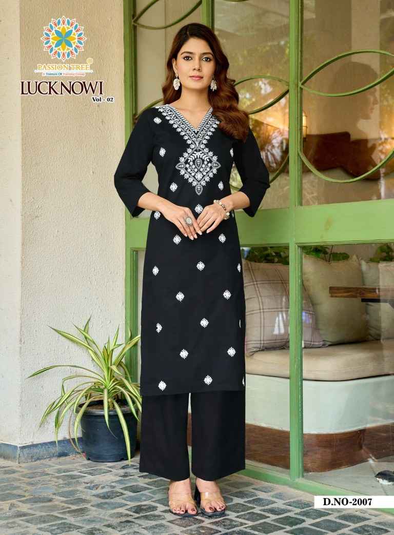 PASSION TREE LUCKNOWI VOL-2 HEAVY COTTON DHABU KURTI WITH PLAZZO