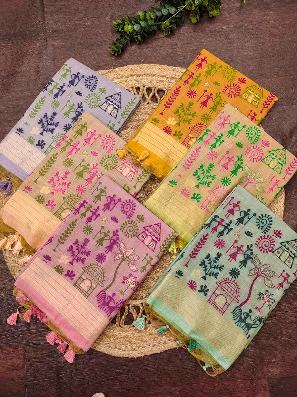 PREMIUM SOFT CHANDERI COTTON WARLI WEAVING SAREE 