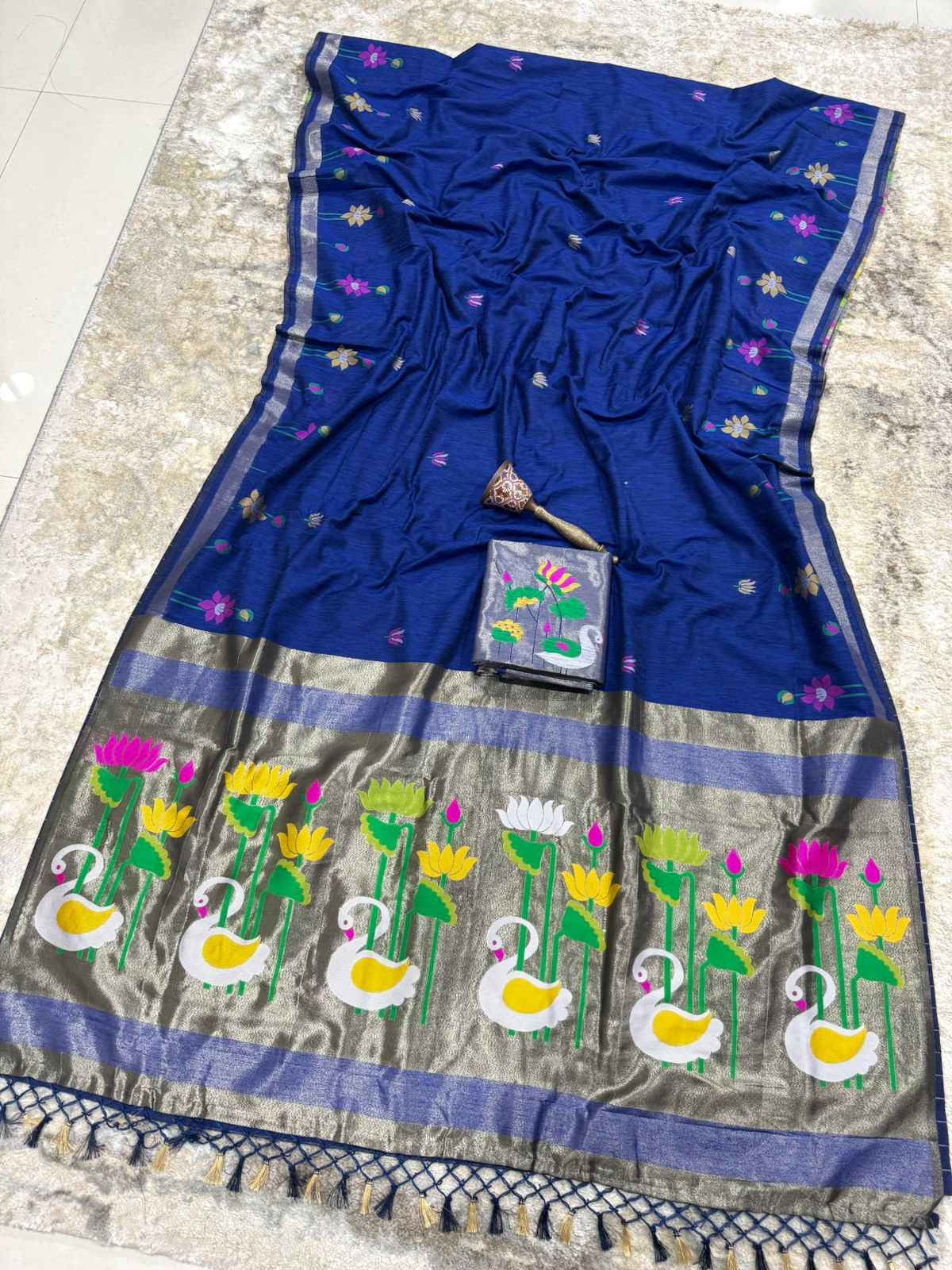 PREMIUM SOFT PURE LINEN SILK ZARI WEAVING SAREE 1