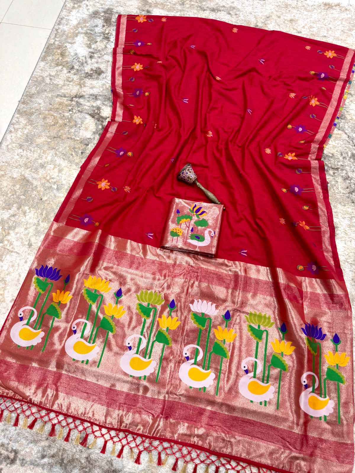 PREMIUM SOFT PURE LINEN SILK ZARI WEAVING SAREE 1