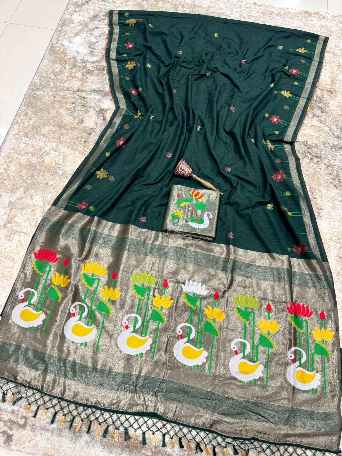 PREMIUM SOFT PURE LINEN SILK ZARI WEAVING SAREE 1