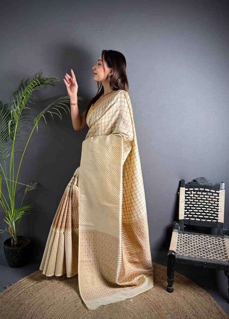 PURE BANARASI SILK KHICHA JARI WORK SAREE 