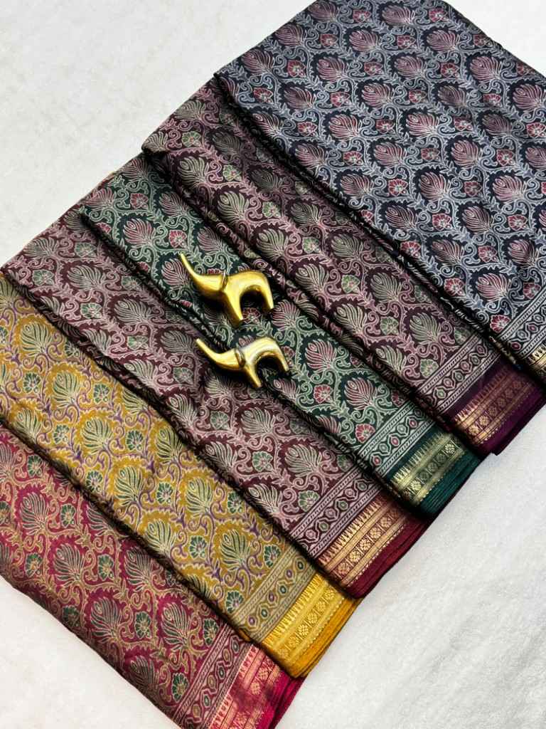 PURE BLACK MUL COTTON IKKAT PRINT SAREE 