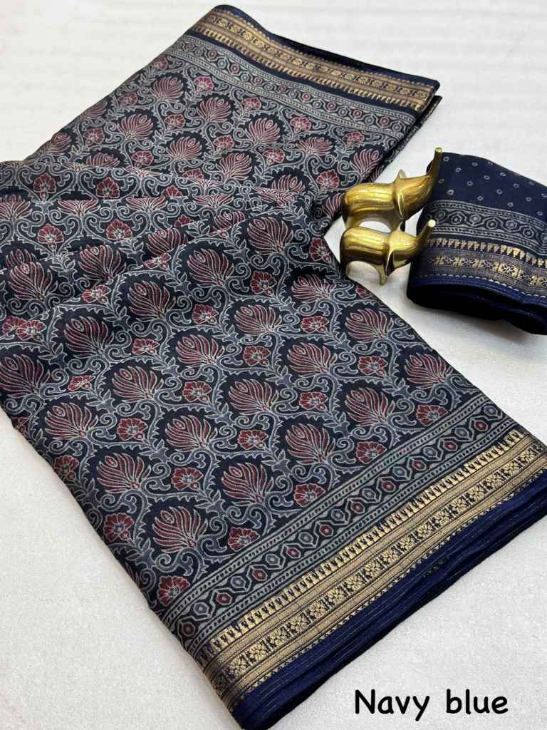 PURE BLACK MUL COTTON IKKAT PRINT SAREE 