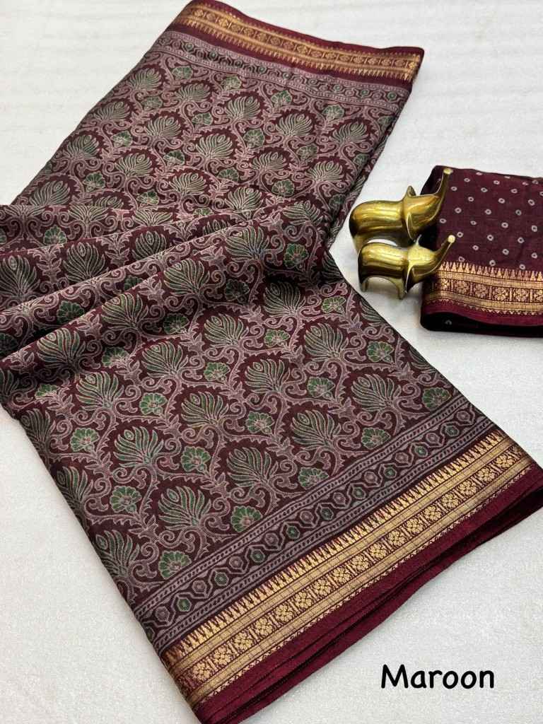 PURE BLACK MUL COTTON IKKAT PRINT SAREE 