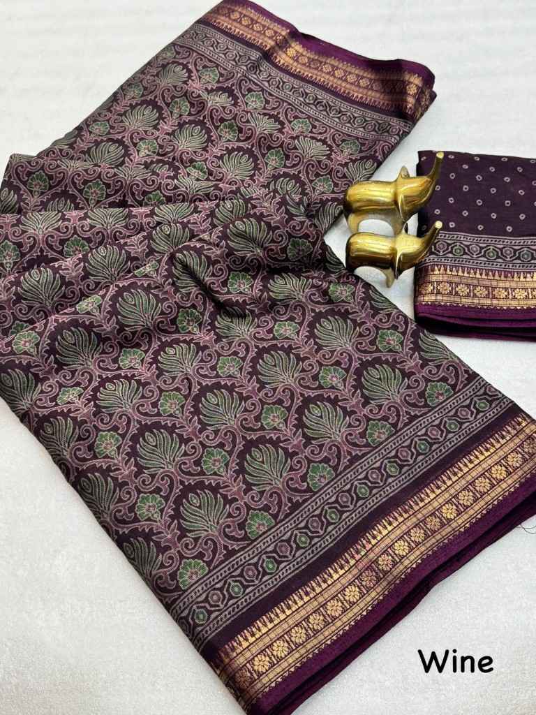 PURE BLACK MUL COTTON IKKAT PRINT SAREE 
