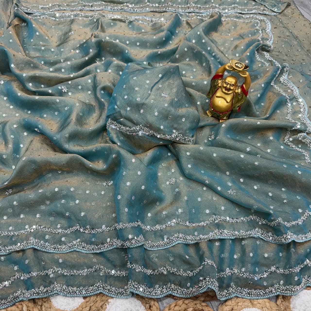 PURE BUTTI SILK SEQUENCE AND CUTDANA HANDWORK SAREE