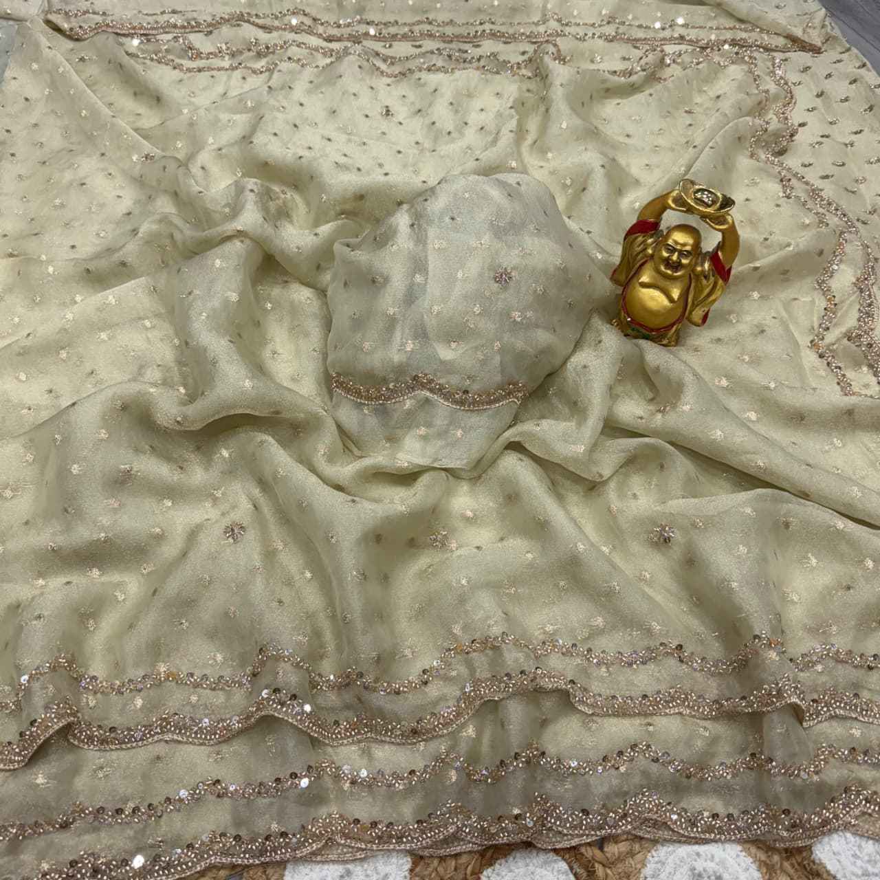 PURE BUTTI SILK SEQUENCE AND CUTDANA HANDWORK SAREE