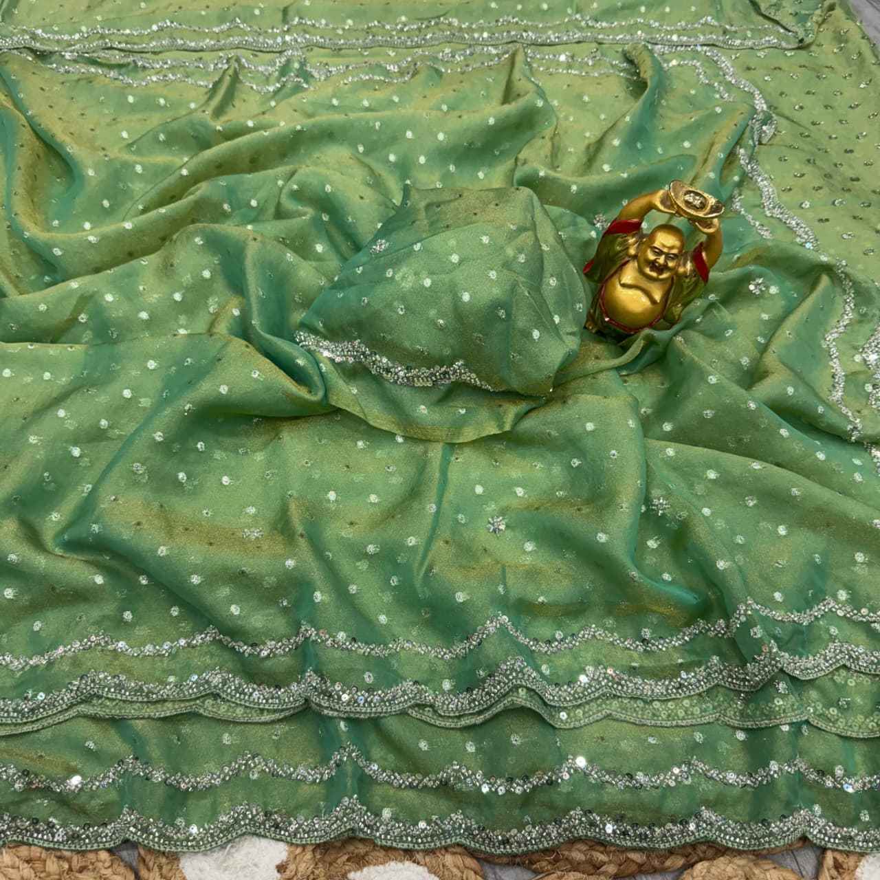 PURE BUTTI SILK SEQUENCE AND CUTDANA HANDWORK SAREE