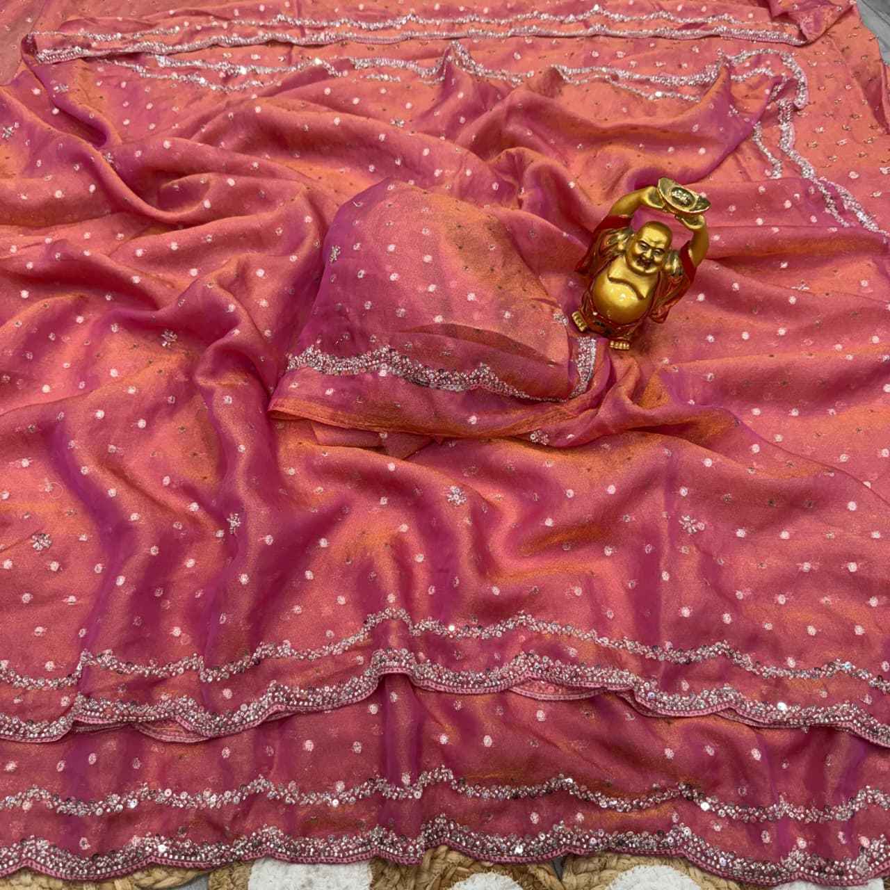 PURE BUTTI SILK SEQUENCE AND CUTDANA HANDWORK SAREE