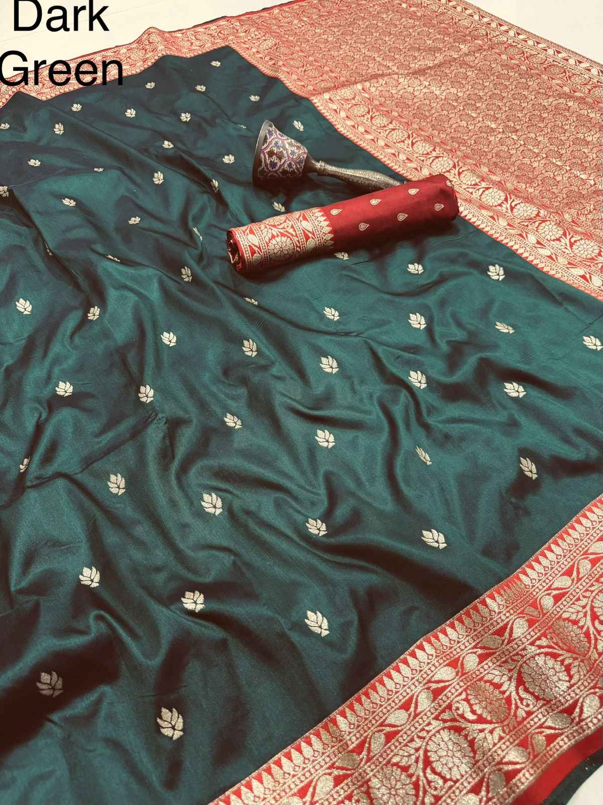 PURE HEAVY BANARASI SILK ROSE GOLD JARI WEAVING SAREE 1