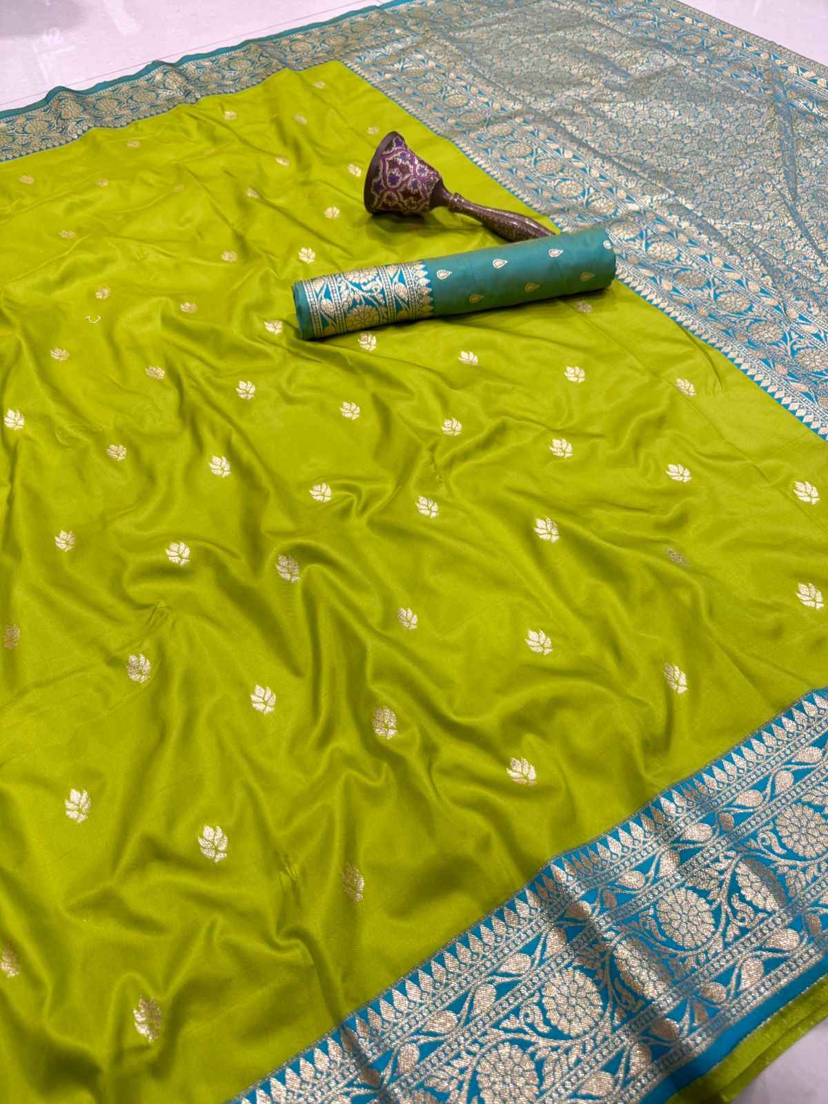 PURE HEAVY BANARASI SILK ROSE GOLD JARI WEAVING SAREE 1