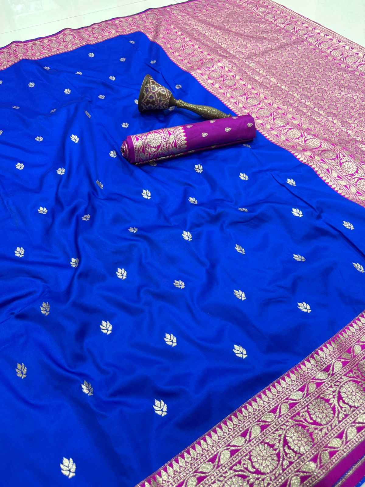 PURE HEAVY BANARASI SILK ROSE GOLD JARI WEAVING SAREE 1
