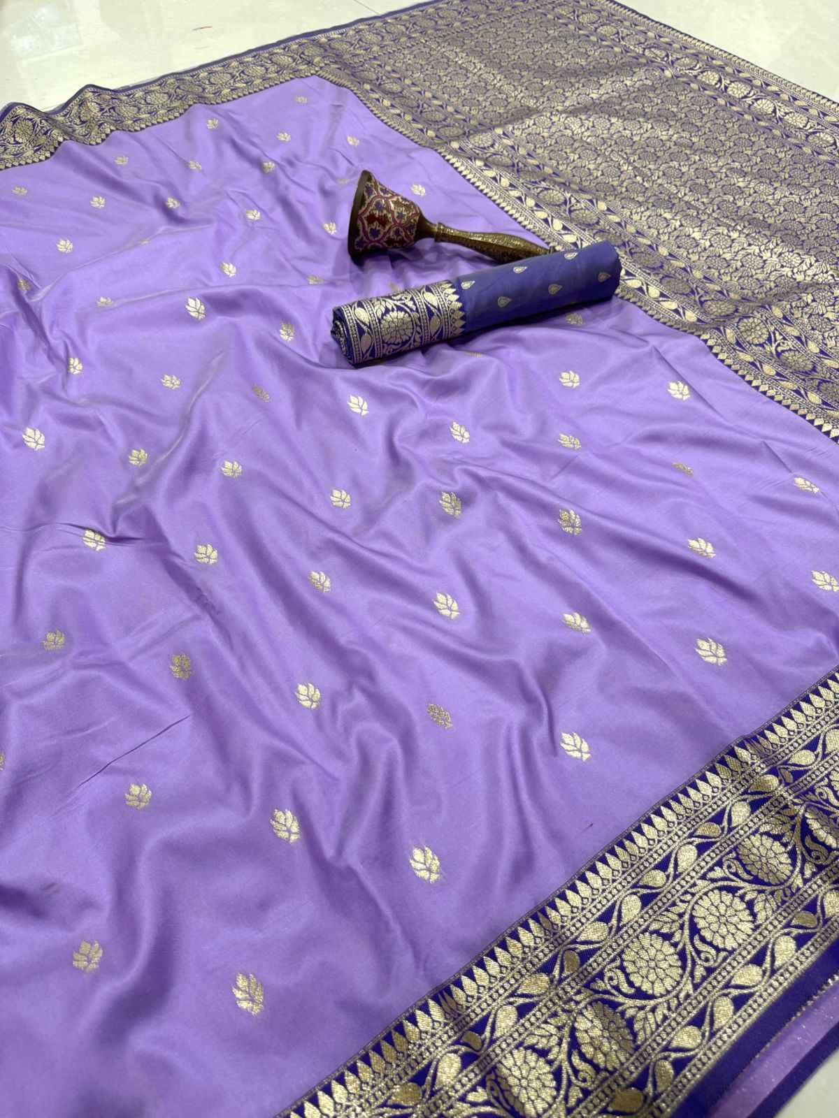 PURE HEAVY BANARASI SILK ROSE GOLD JARI WEAVING SAREE 1
